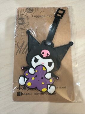 Kuromi with Purple Smiling Star Pillow Luggage Tag
